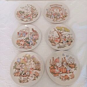 Vintage Watkins Country Kids 1991 Collectors Dessert Plates 8" Complete Set 6